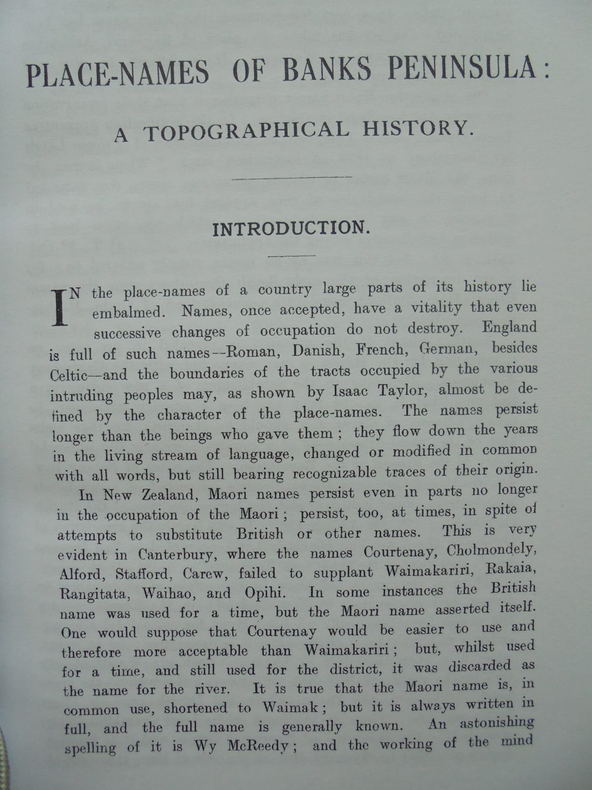 Place Names of Banks Peninsula: A Topographical History. By Johannes C Andersen