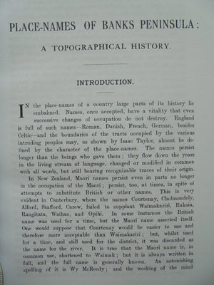 Place Names of Banks Peninsula: A Topographical History. By Johannes C Andersen