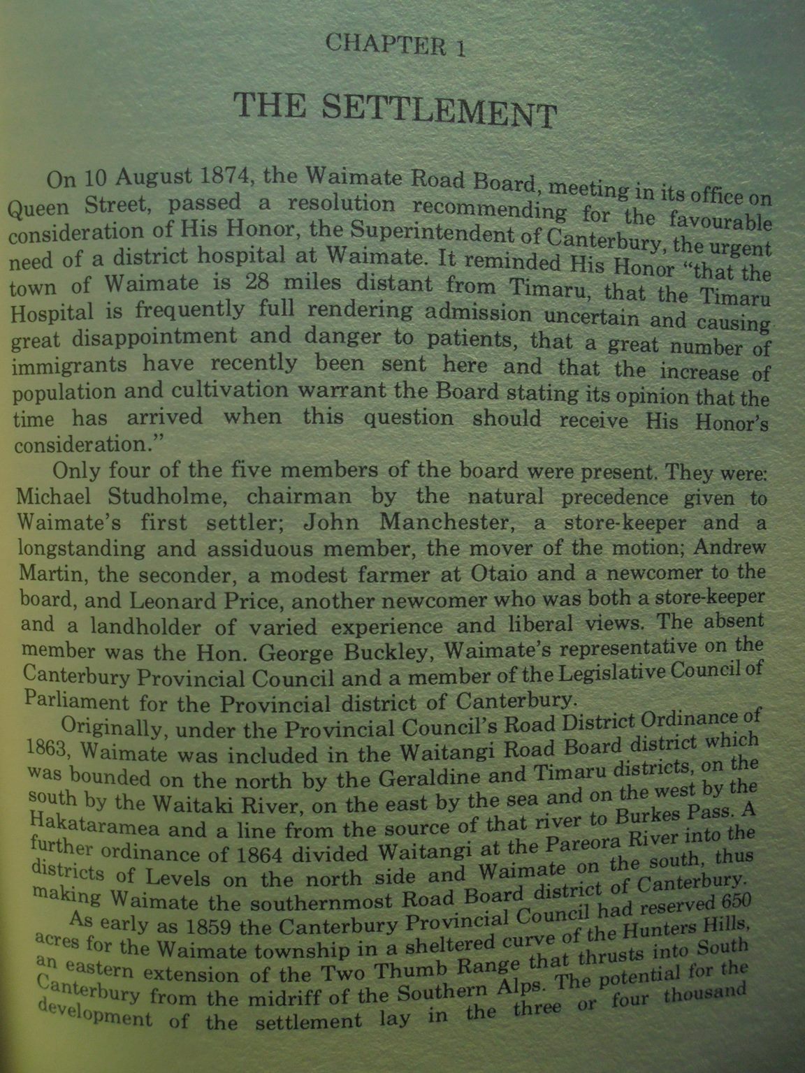 The Fifth Schedule 1874 - 1975 The Story of Waimate's Open Community Hospital By Bernice E. Shackleton.