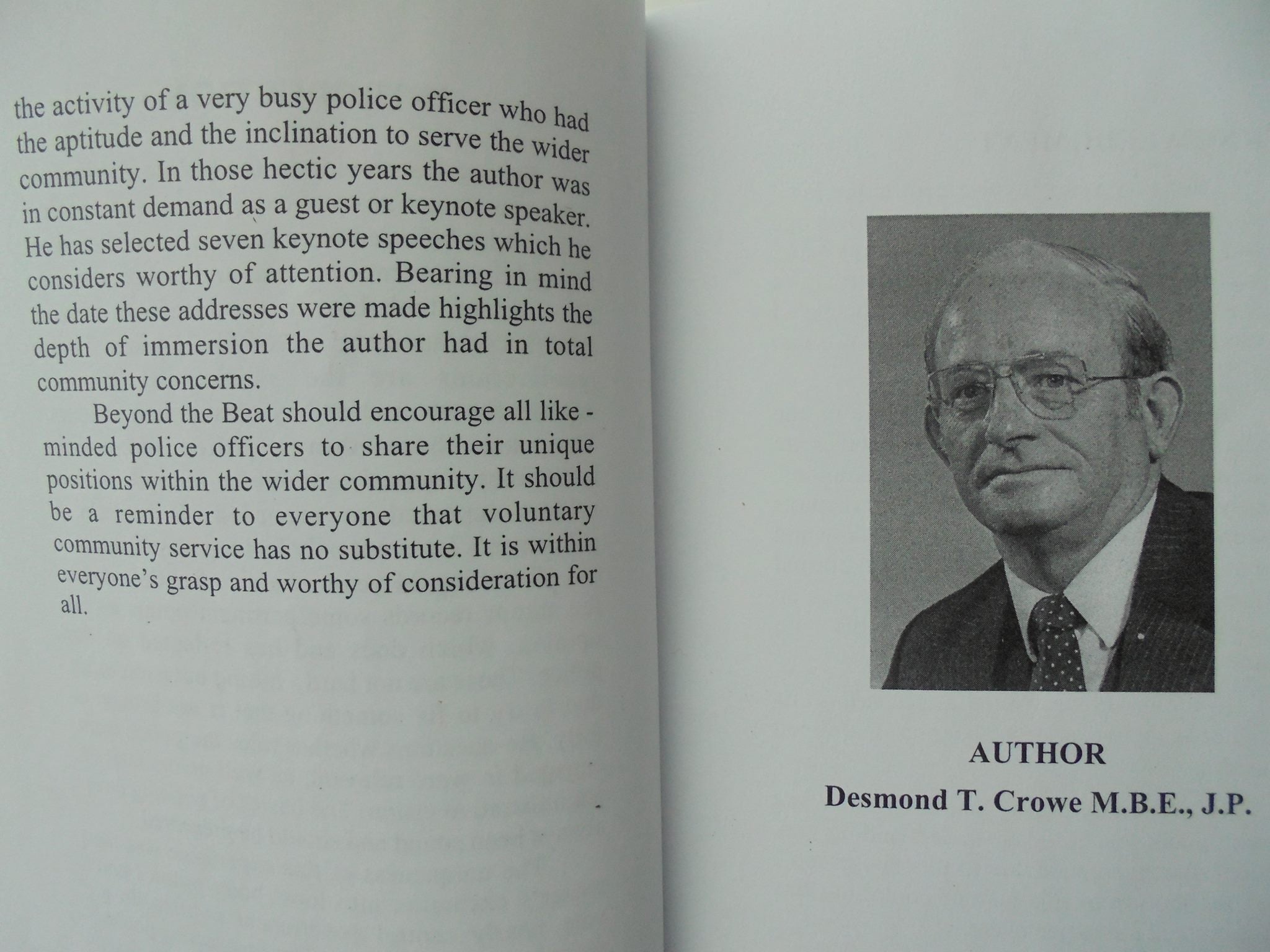 Beyond the Beat: Recollections of a retired Police Officer &amp; Local Body Politician. SIGNED by AUTHOR : D. T. Crowe.