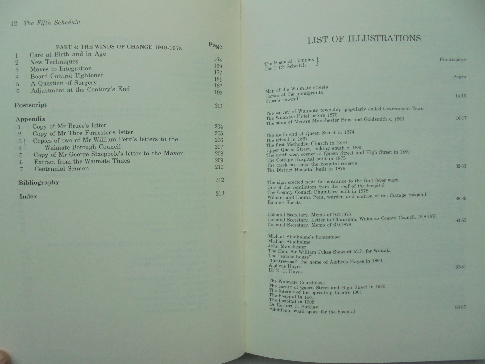 The Fifth Schedule 1874 - 1975 The Story of Waimate's Open Community Hospital By Bernice E. Shackleton.