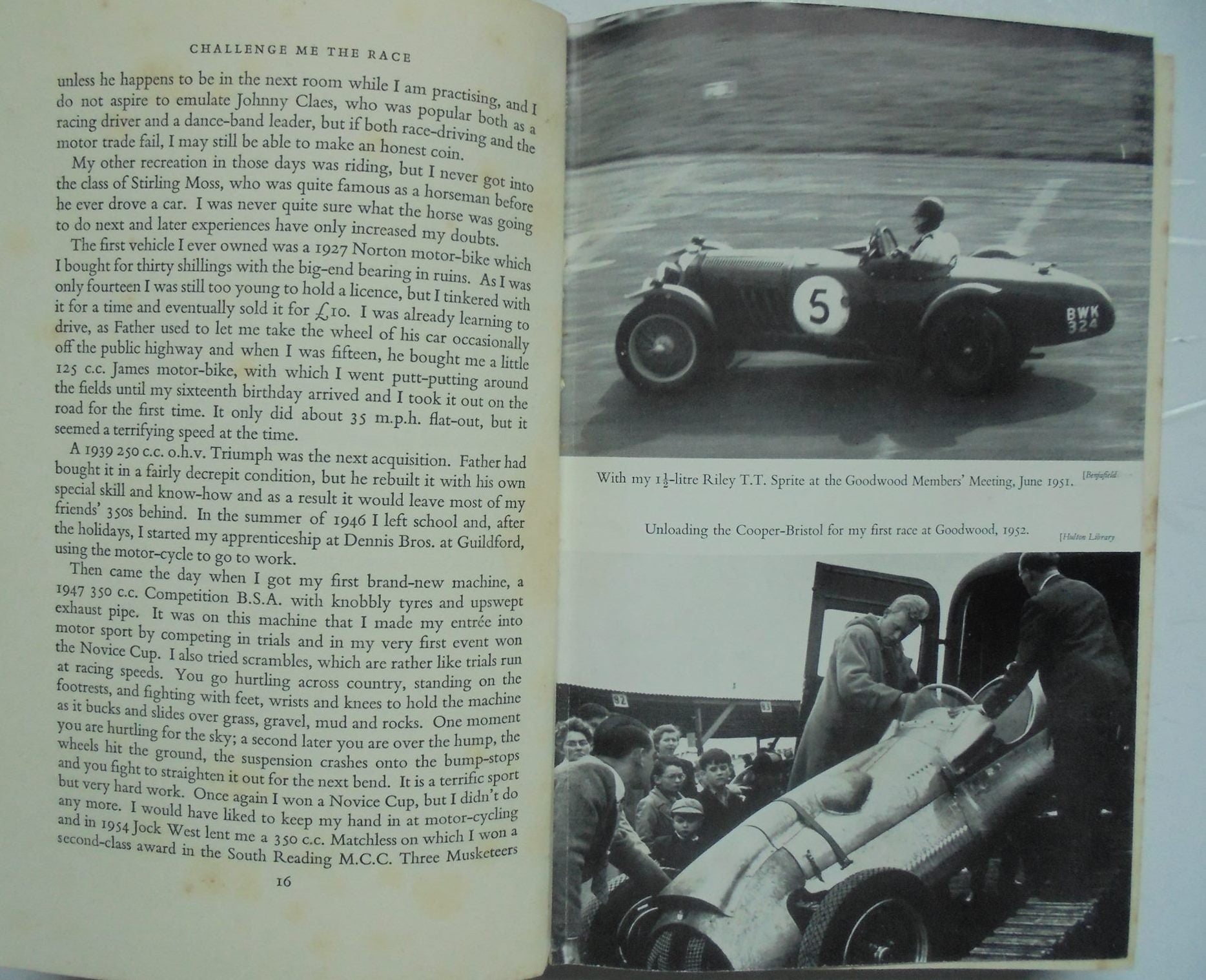 Challenge Me the Race. By Mike Hawthorn. First Edition.