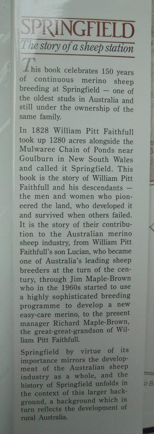 Springfield: The Story of a Sheep Station. By Peter Taylor