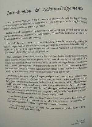 Town Milk: A History Of Auckland's Town Milk Supply. SIGNED personal inscription by Alec Brown