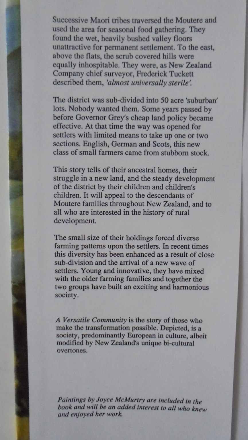 A Versatile Community The History of the Settlers of Central Moutere by George McMurtry. SIGNED BY AUTHOR.