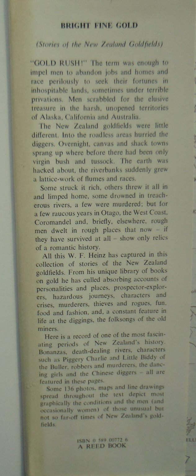 Bright Fine Gold: Stories of the New Zealand Goldfields by William Frederick Heinz.