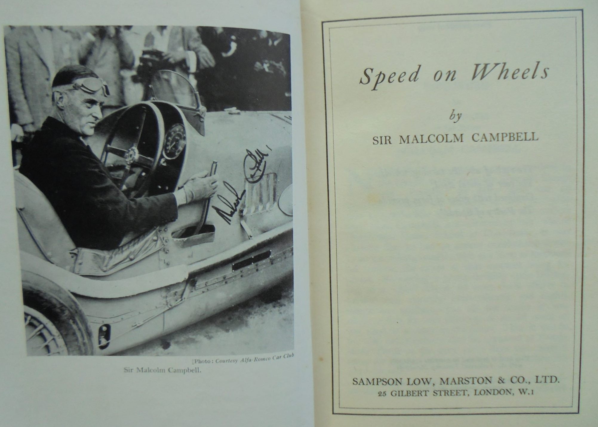 Speed on Wheels. First Edition 1949. By Sir Malcolm Campbell