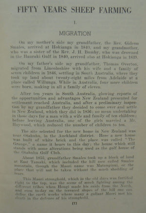 Fifty years of sheep Farming in Canterbury, Otago and Southland by C. F .Overton. 1949, First Edition. VERY SCARCE.