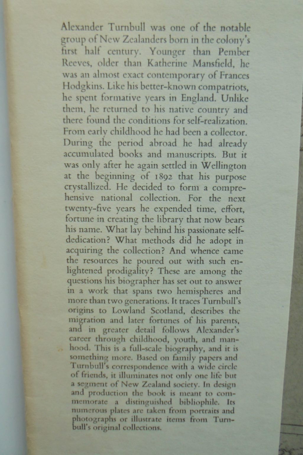 Alexander Turnbull: His Life, His Circle, His Collections by Eric H. McCormick.