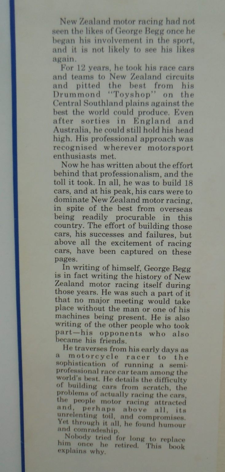 When The Engine Roars The Motor Racing Life of George Begg. By George Begg and Clive A. Lind. FIRST EDITION. VERY SCARCE.