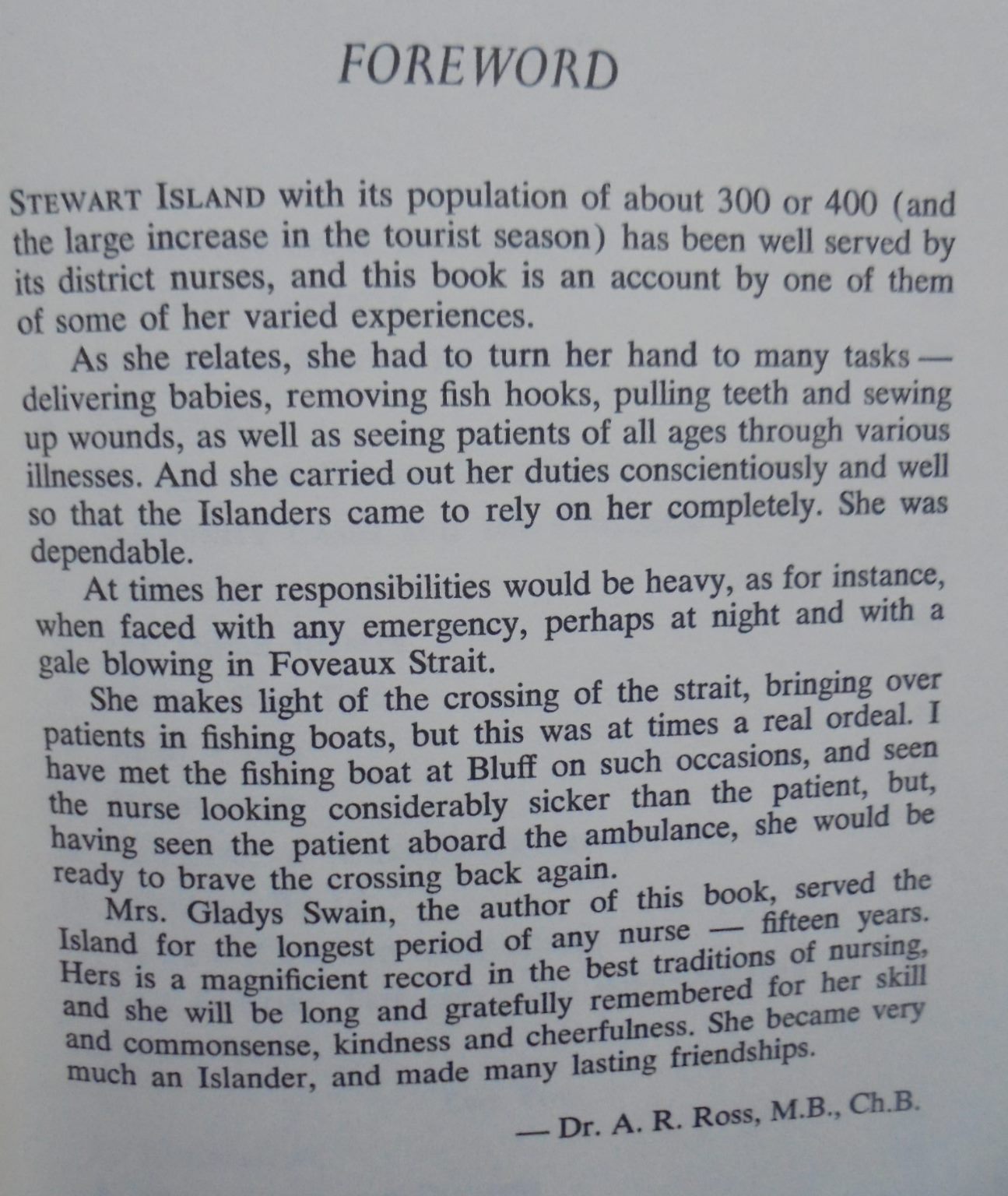 Stewart Island Days: A District Nurse Looks Back by Gladys Swain.