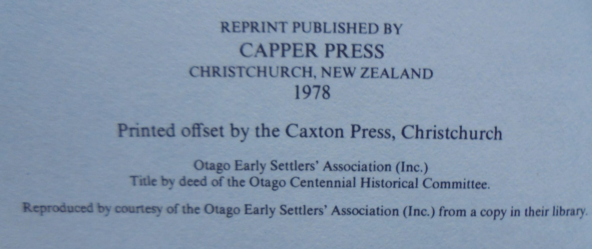 Northern Approaches: A History of Waitati, Waikouaiti, Palmerston, Dunback, Moeraki, Hampden and Surrounding Districts by C.W.S. Moore.