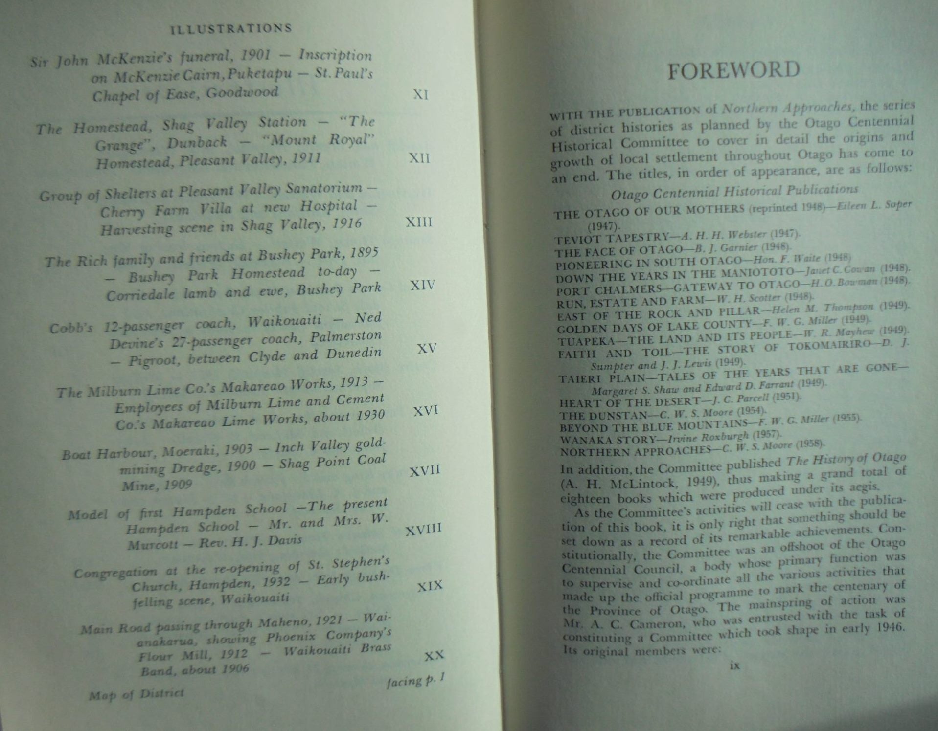 Northern Approaches: A History of Waitati, Waikouaiti, Palmerston, Dunback, Moeraki, Hampden and Surrounding Districts by C.W.S. Moore.