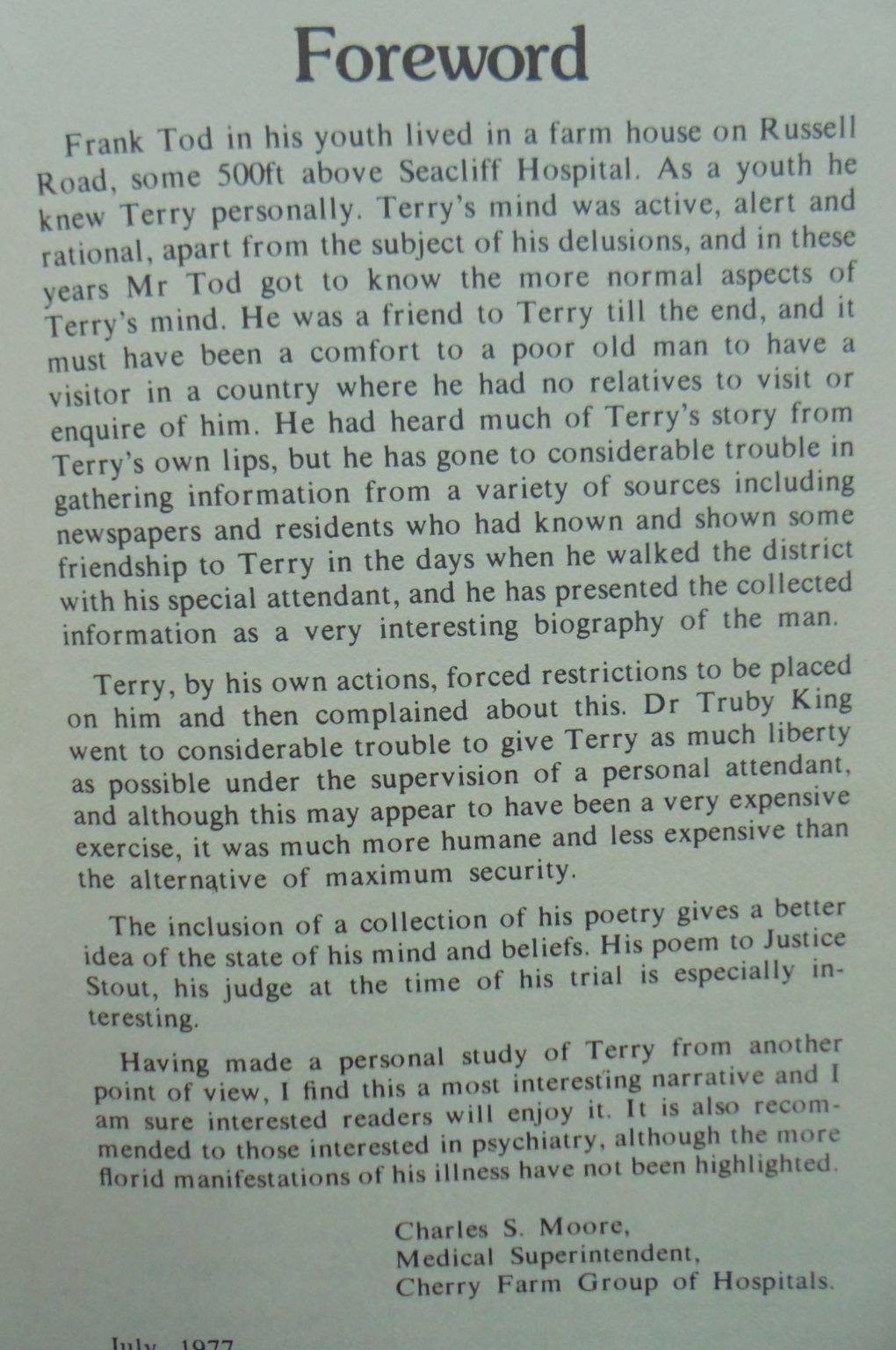 The Making of a Madman: Lionel Terry. By Frank Tod