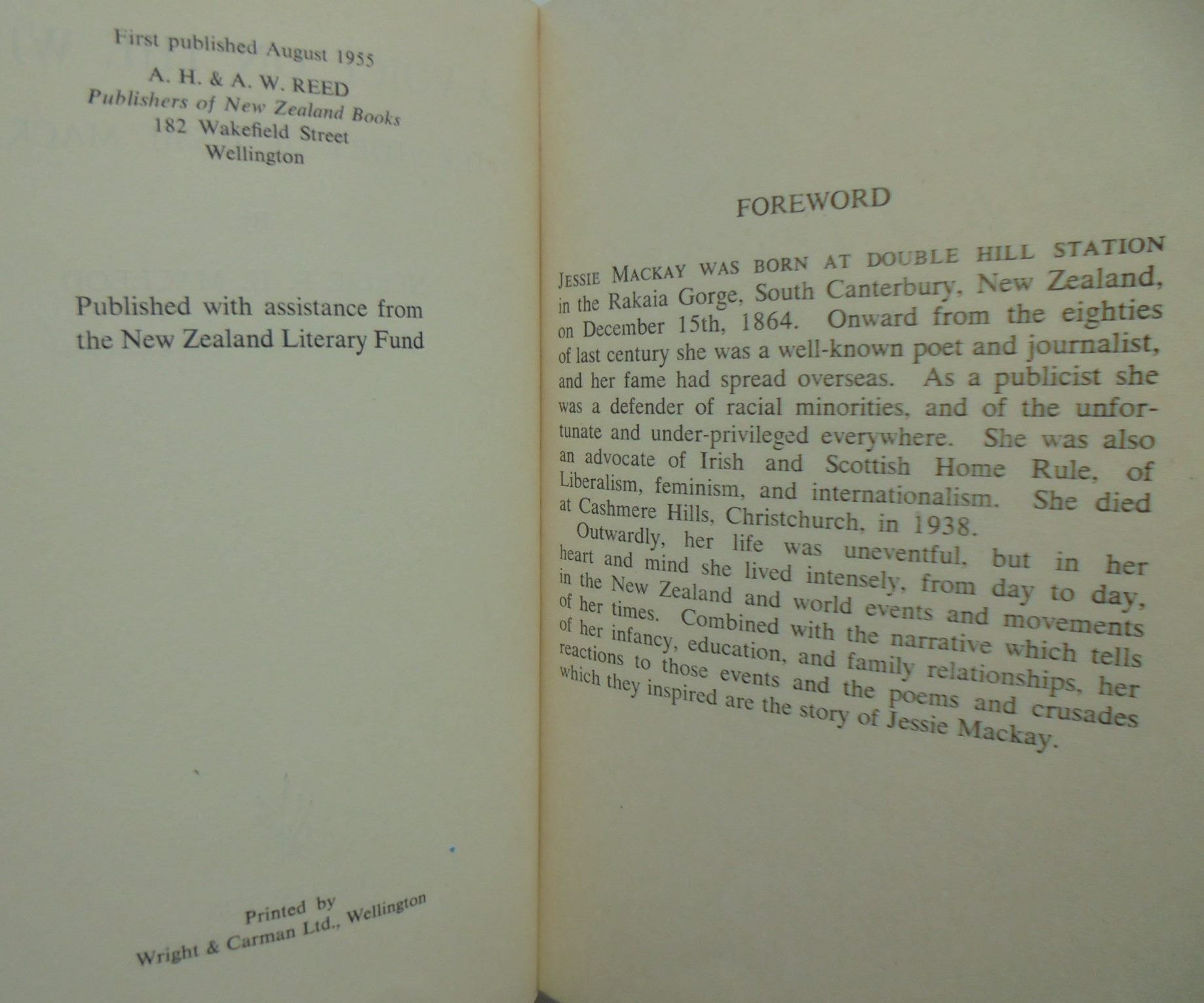 A Voice on the Wind: the Story of Jessie Mackay by Nellie F.H. Macleod. SIGNED BY AUTHOR.