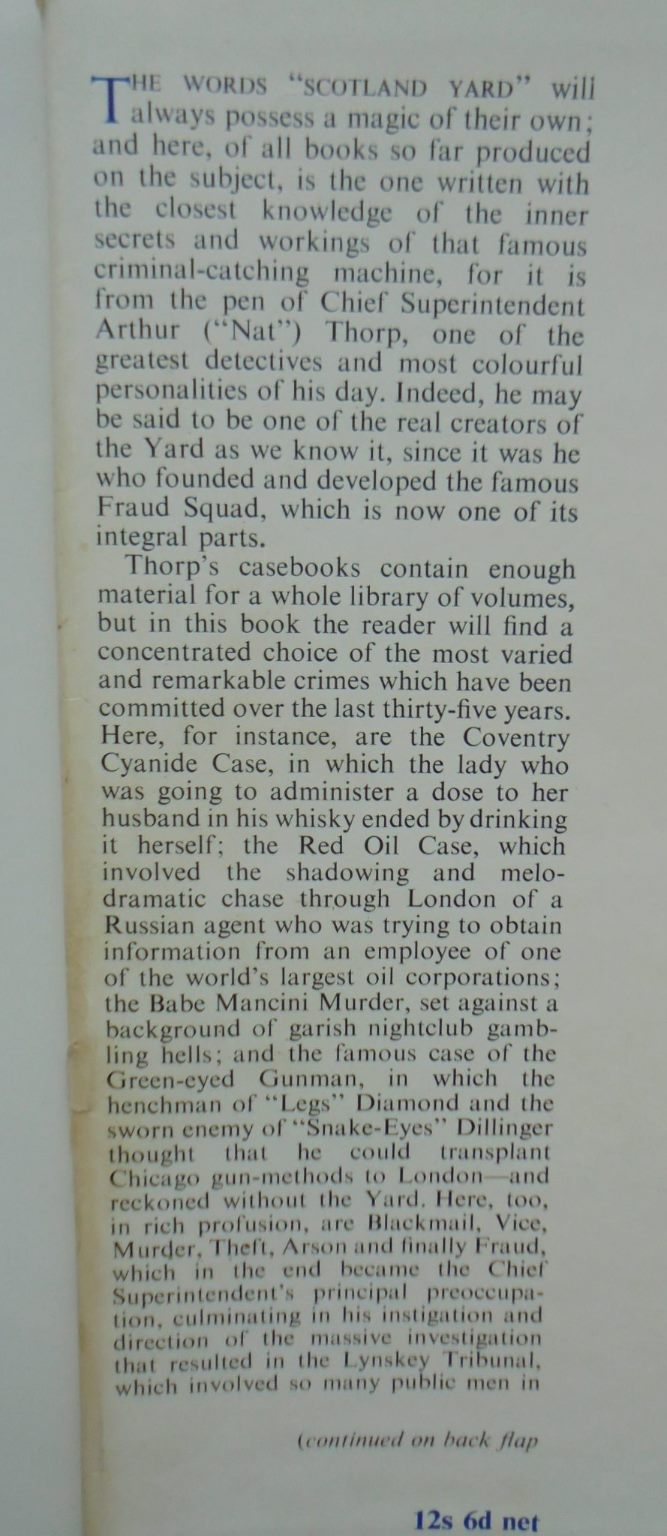 Calling Scotland Yard : Being The Casebook Of Chief Superintendent Arthur Thorp. Presented by A. Noyes.