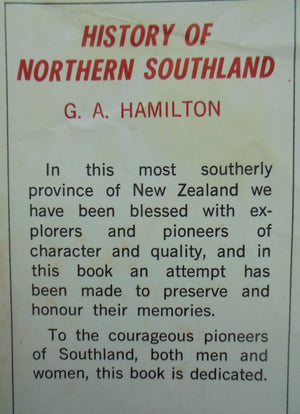 History of Northern Southland by George Alexander Hamilton. SCARCE.