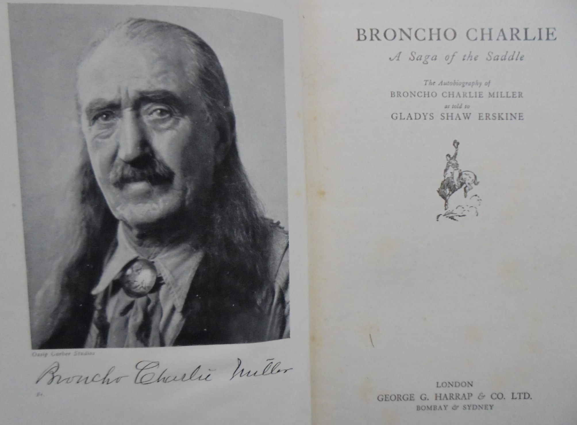 Broncho Charlie: A Saga of the Saddle by Gladys Shaw Erskine. VERY SCARCE First British Edition.