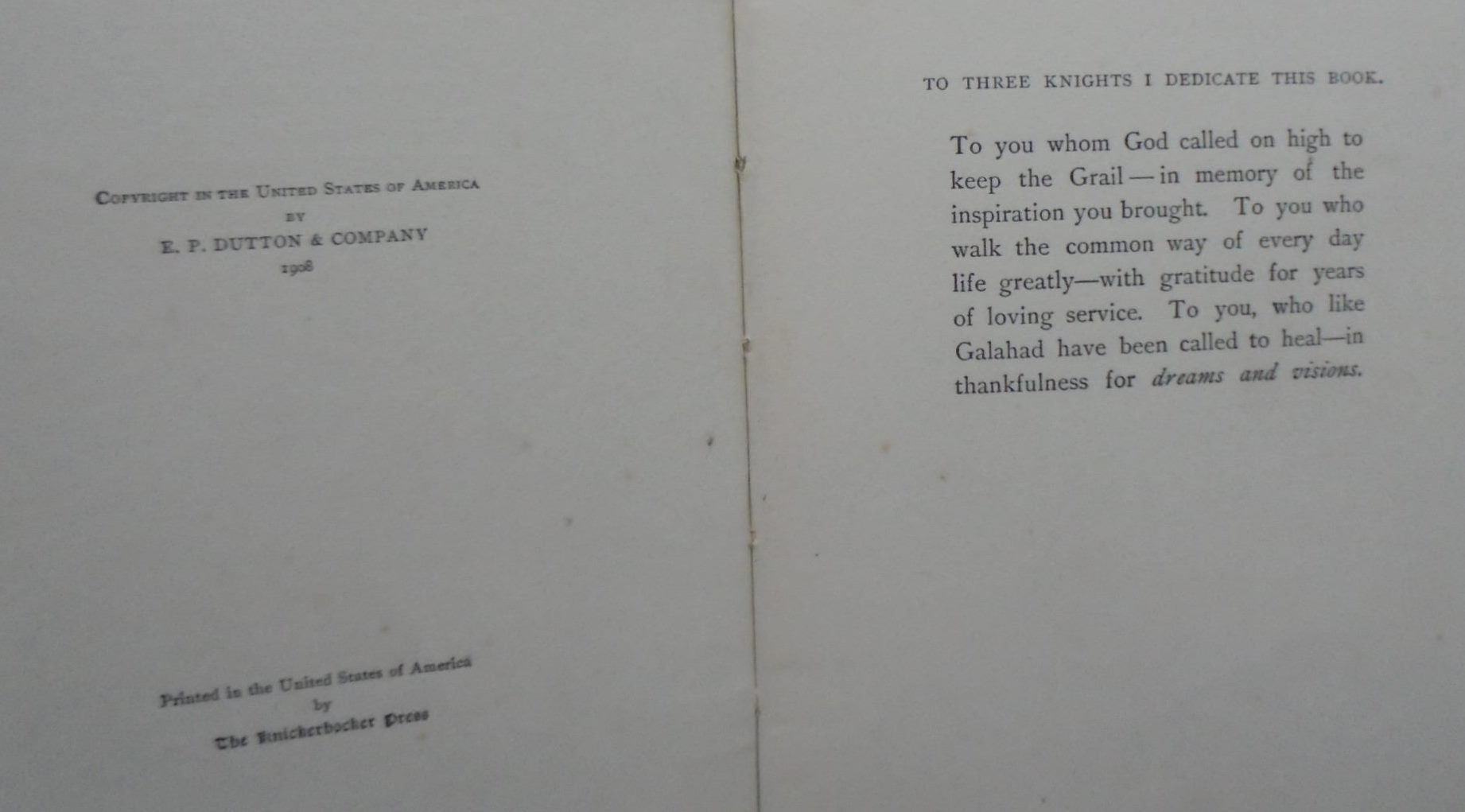 The Story of Sir Galahad. (1908). By Mary Blackwell Sterling. First Edition. SCARCE