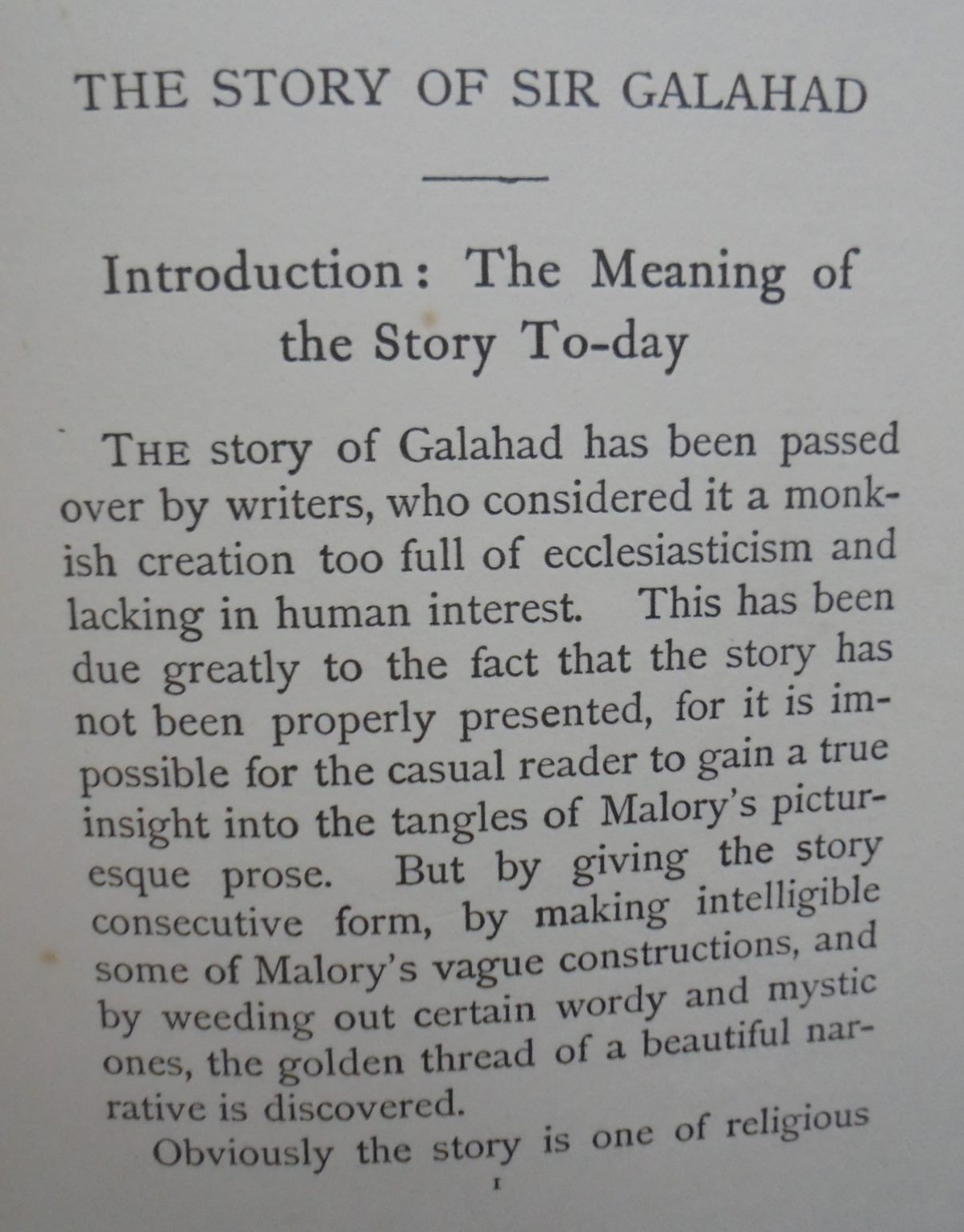 The Story of Sir Galahad. (1908). By Mary Blackwell Sterling. First Edition. SCARCE