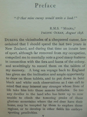 Sport in New Zealand by Lieut.-Col. Montagu Cradock. 1904. FIRST EDITION. VERY SCARCE.