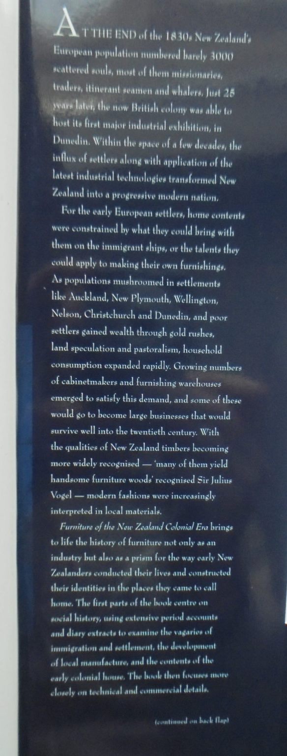 Furniture of the New Zealand Colonial Era An Illustrated History, 1830-1900 By William Cottrell.