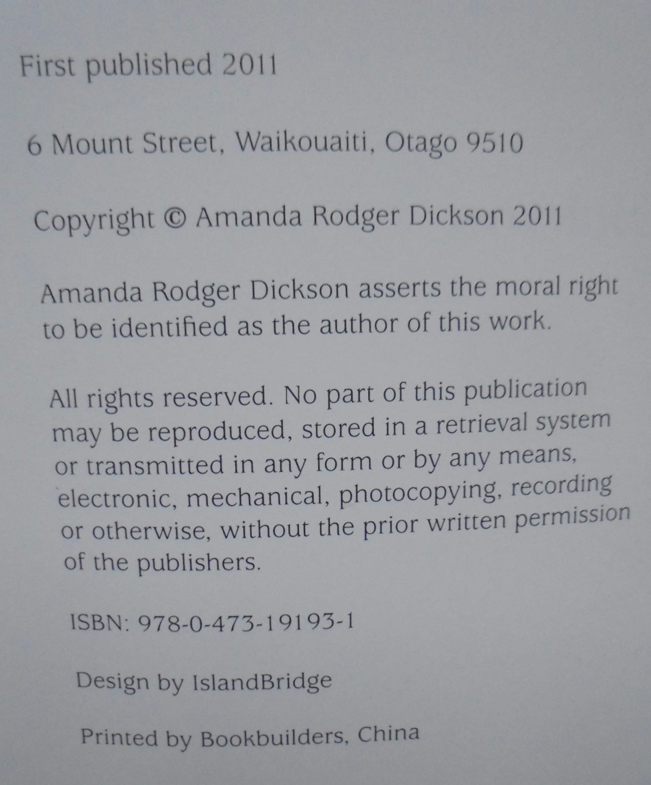 West Otago: 150 Years Farming and Families By Amanda Rodger Dickson. SIGNED (possibly author).