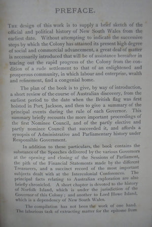 An Epitome Of The Official History Of New South Wales, From the Foundation Of The Colony, In 1788, To The Close Of The First Session Of The Eleventh Parliament Under Responsible Government, In 1883.