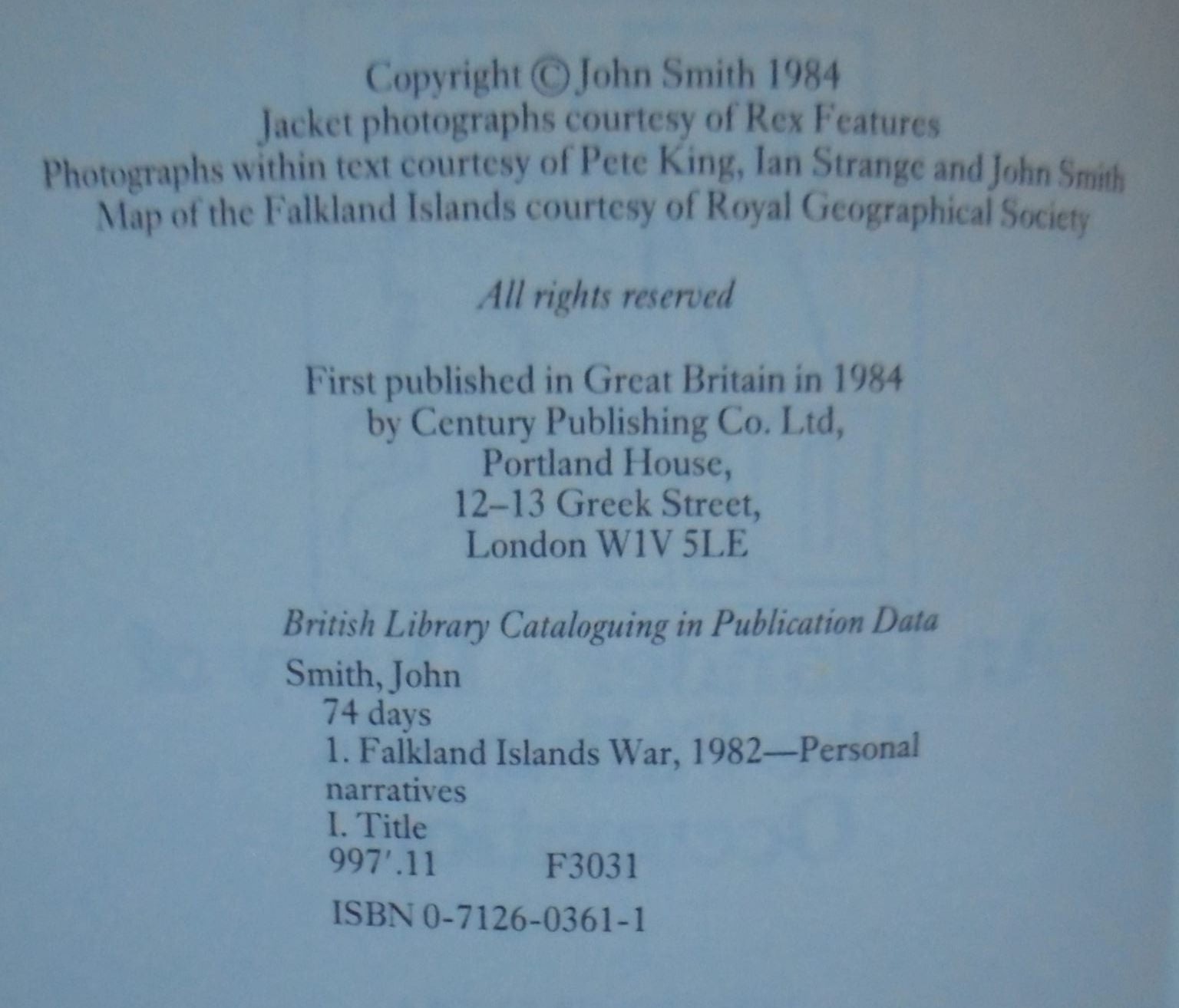 74 days. An islander's diary of the Falklands occupation by John Smith