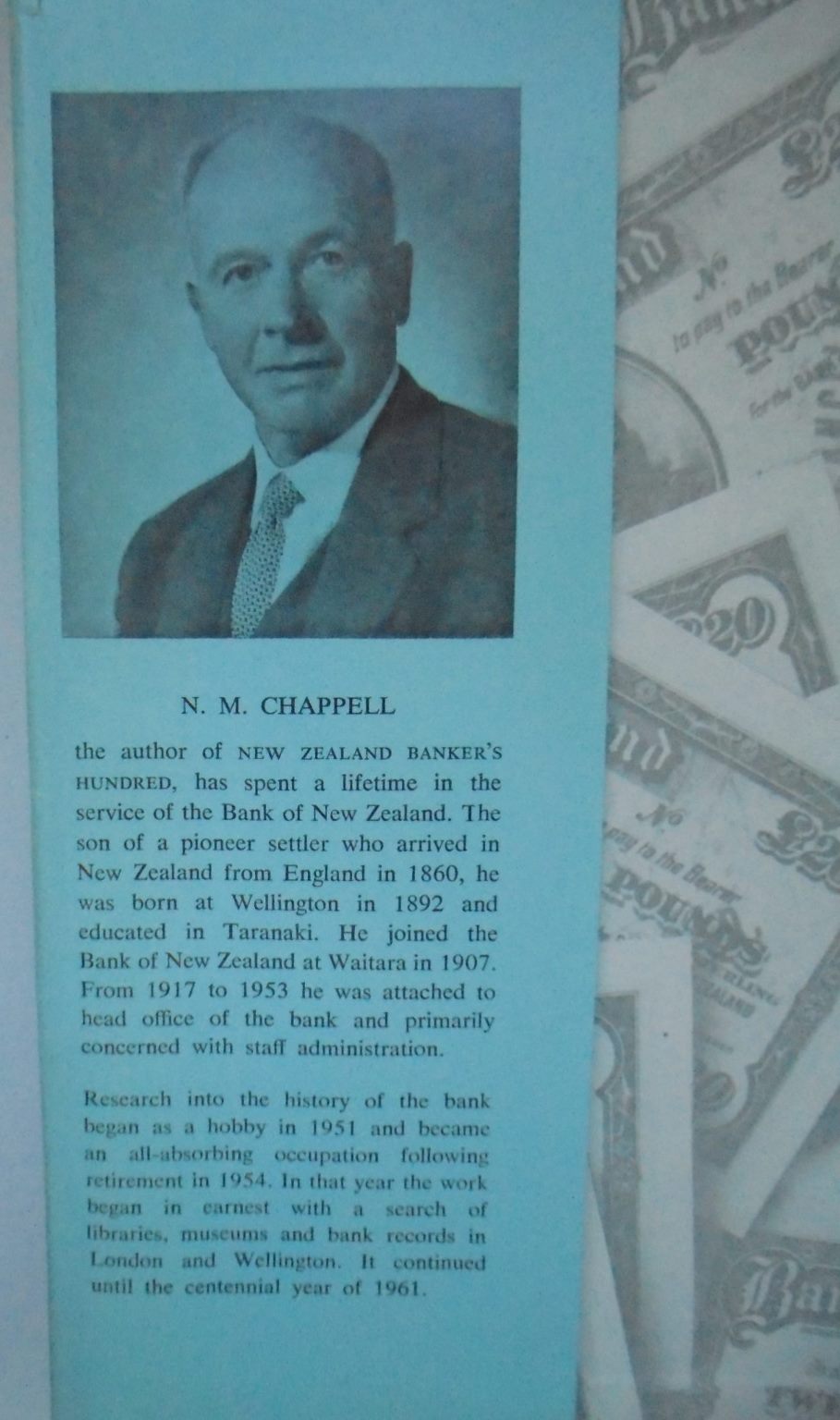 New Zealand Banker's Hundred: A History of Bank of New Zealand 1861-1961 by N. M. Chappell