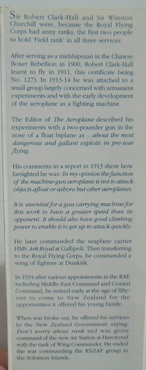 Air Marshal Sir Robert Clark-Hall - K.B.E. C.M.G. D.S.O. Air Marshall Sir Robert Clark-Hall: Autobiographical and Biographical Reminiscences. SIGNED BY AUTHOR.