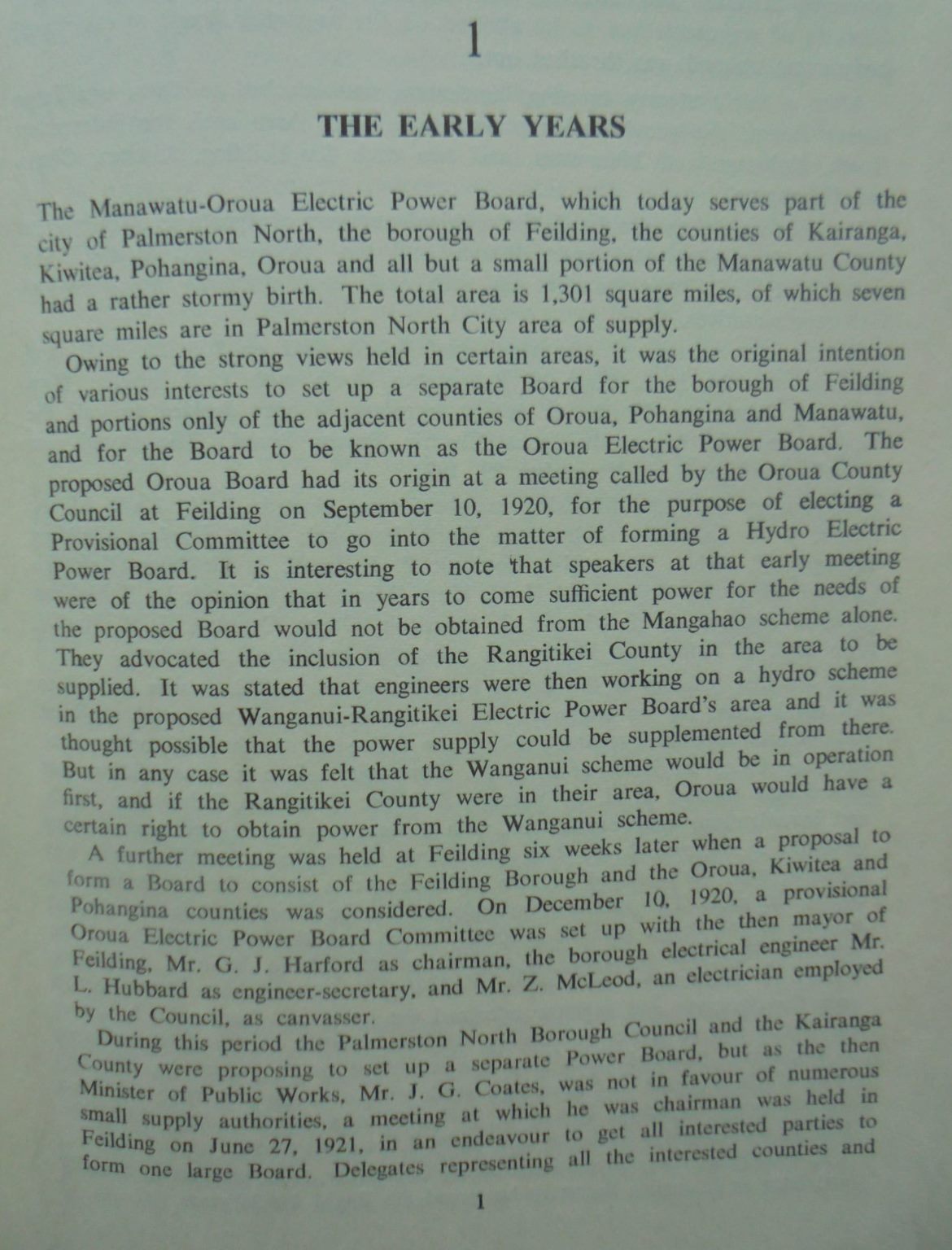 Manarua memoirs. A short history of the Manawatu Oroua electric power board 1920 -1972.