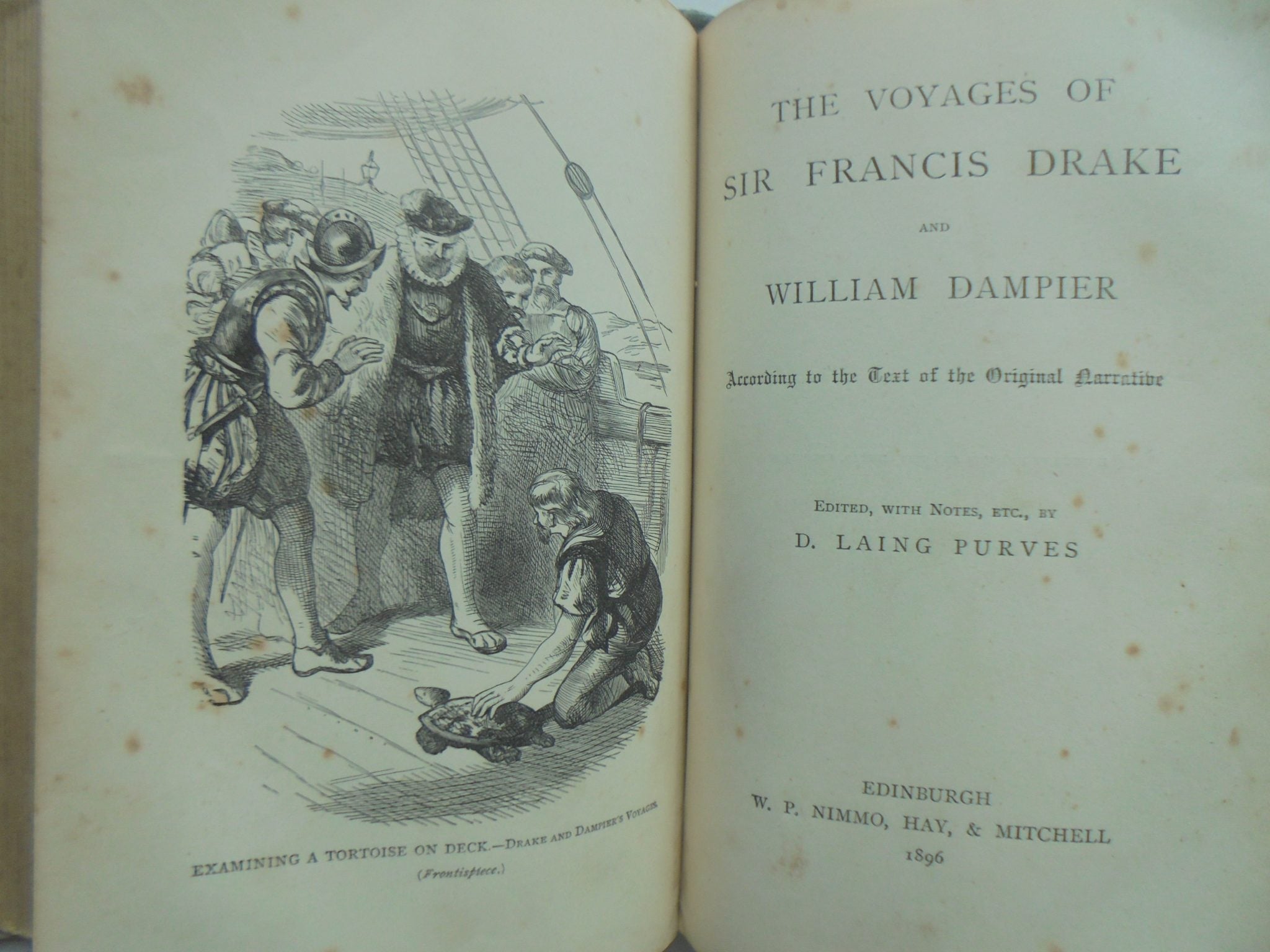 Voyages Round the World by Captain Cook. (bound with) A Voyage round the World by Sir Francis Drake and William Dampier. Edited by D Laing Purves. (1896)