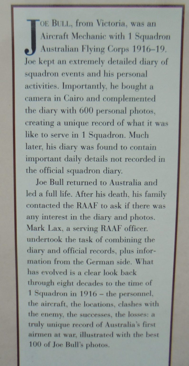 One Airman's War Aircraft Mechanic Joe Bull's Personal Diaries 1916-1919 edited by Mark Lax.