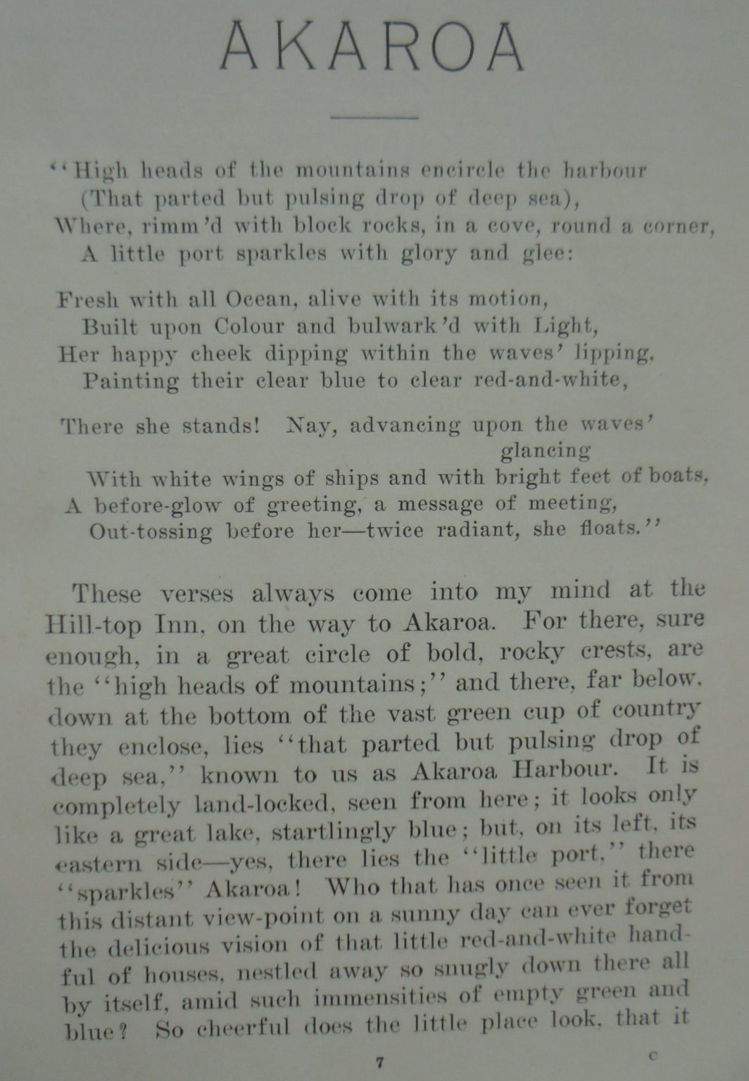 Akaroa by B. E. Baughan. 1919 first edition