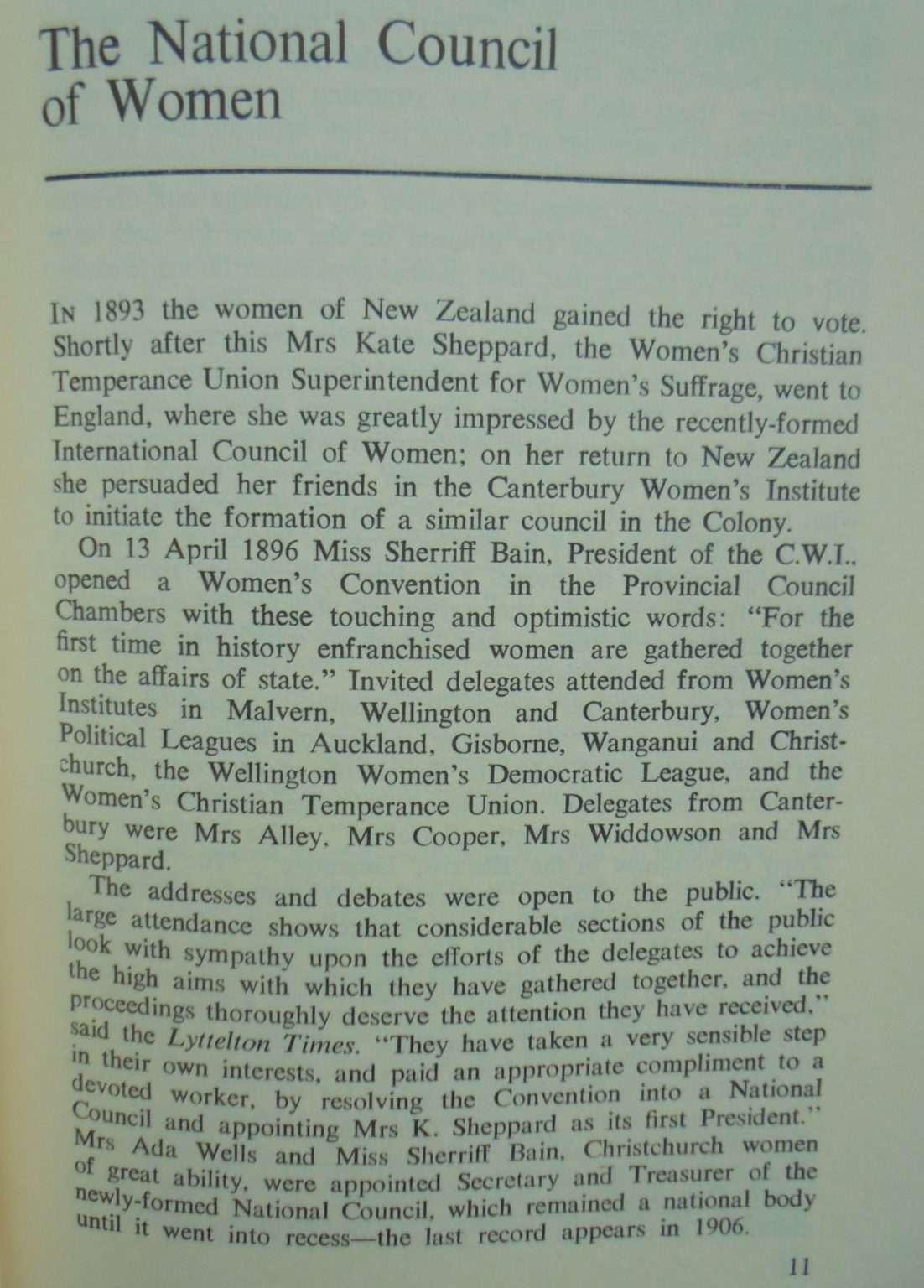 CANTERBURY WOMEN: Since 1893. By Corallyn Newman. First edition of 1979,