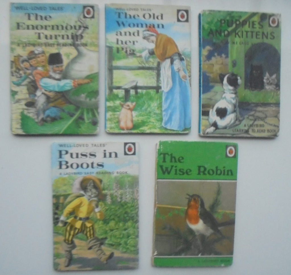 5 Vintage Children's Ladybird Easy Reading Books.