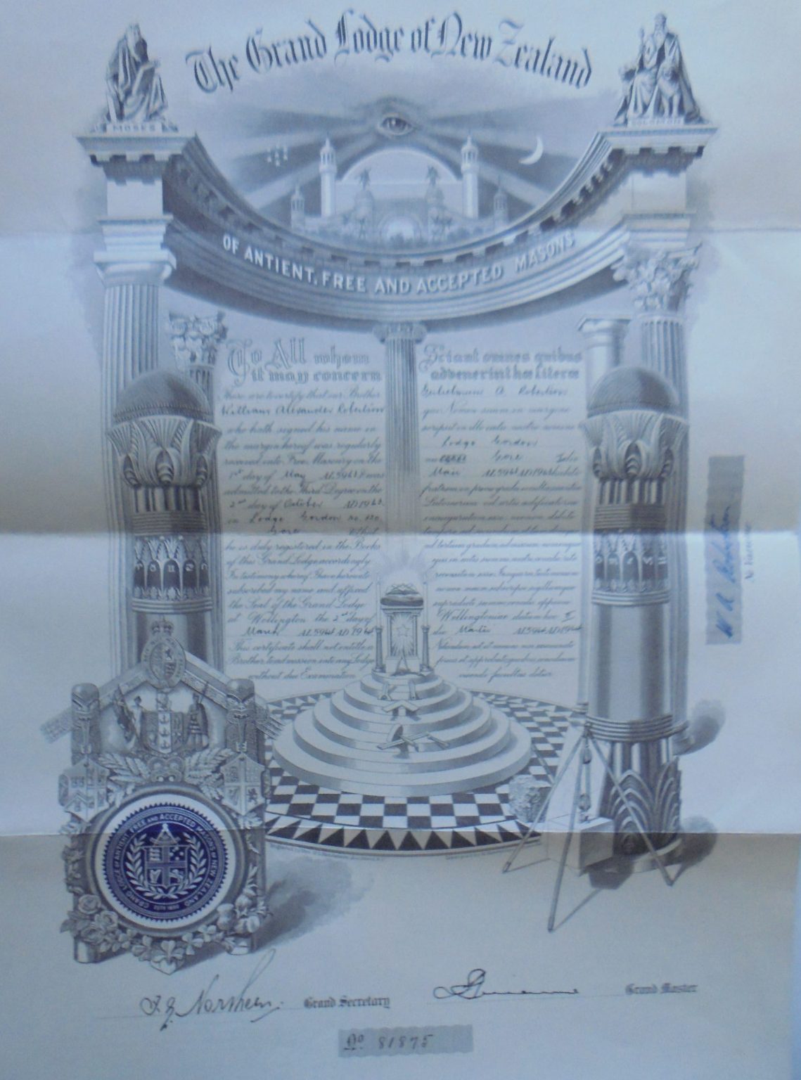 1960's Masonic Freemason Apron plus books, certificate and leaflets (in case)