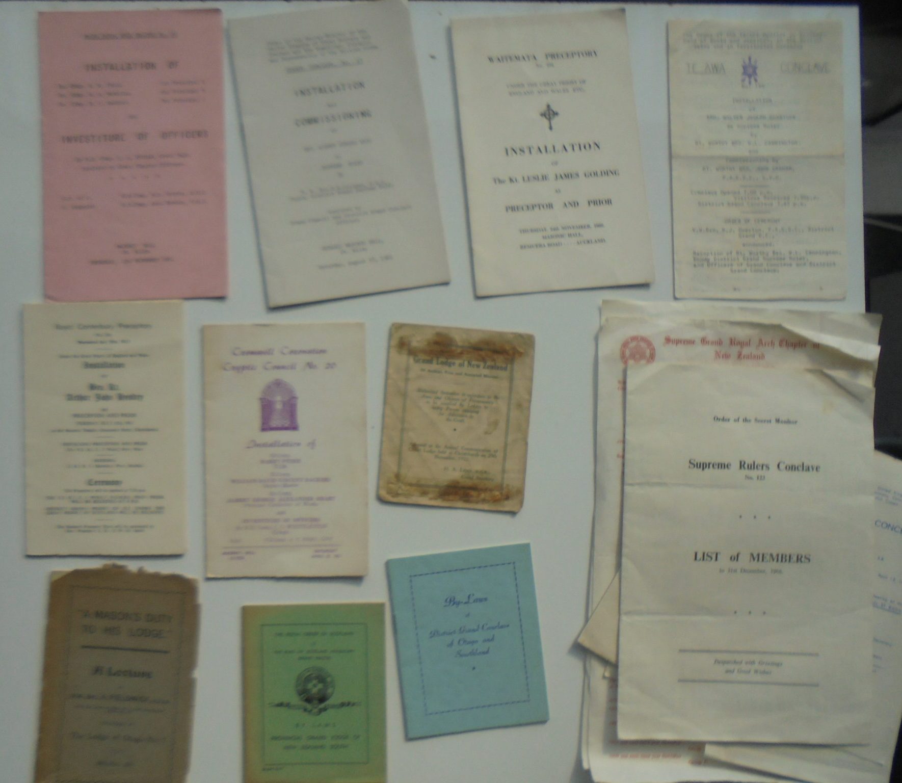 7 copies of Proceedings Of Grand Lodge Of NZ 1943 - 65, plus NZ Masonic booklets