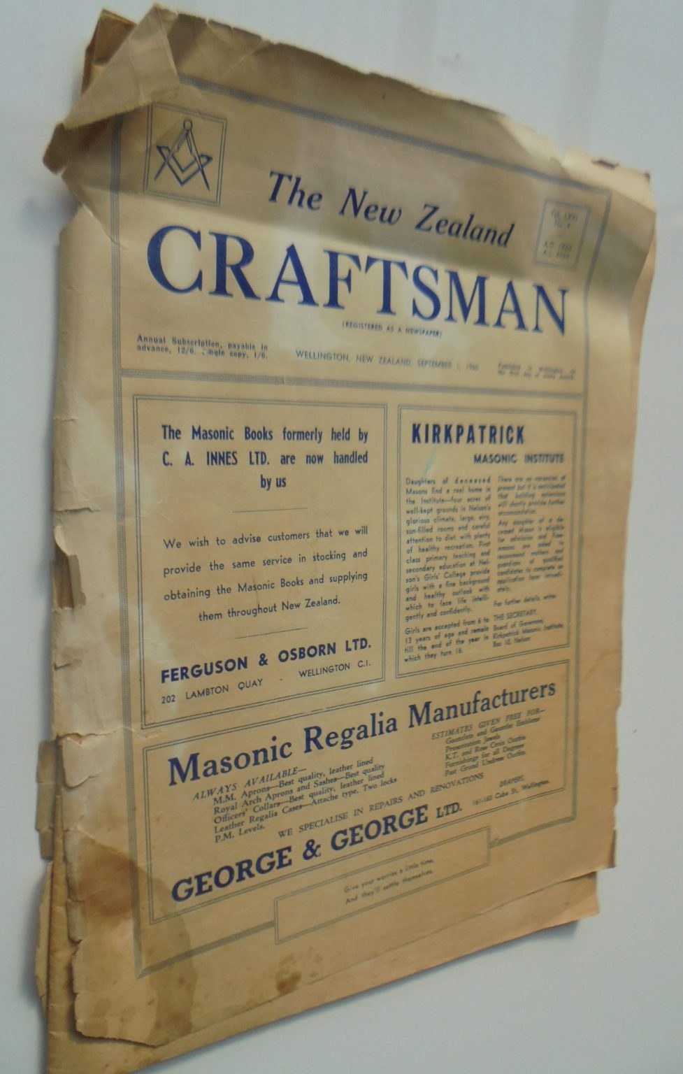 4 copies The New Zealand Craftsman plus 8 Transactions of Masonic Study Society