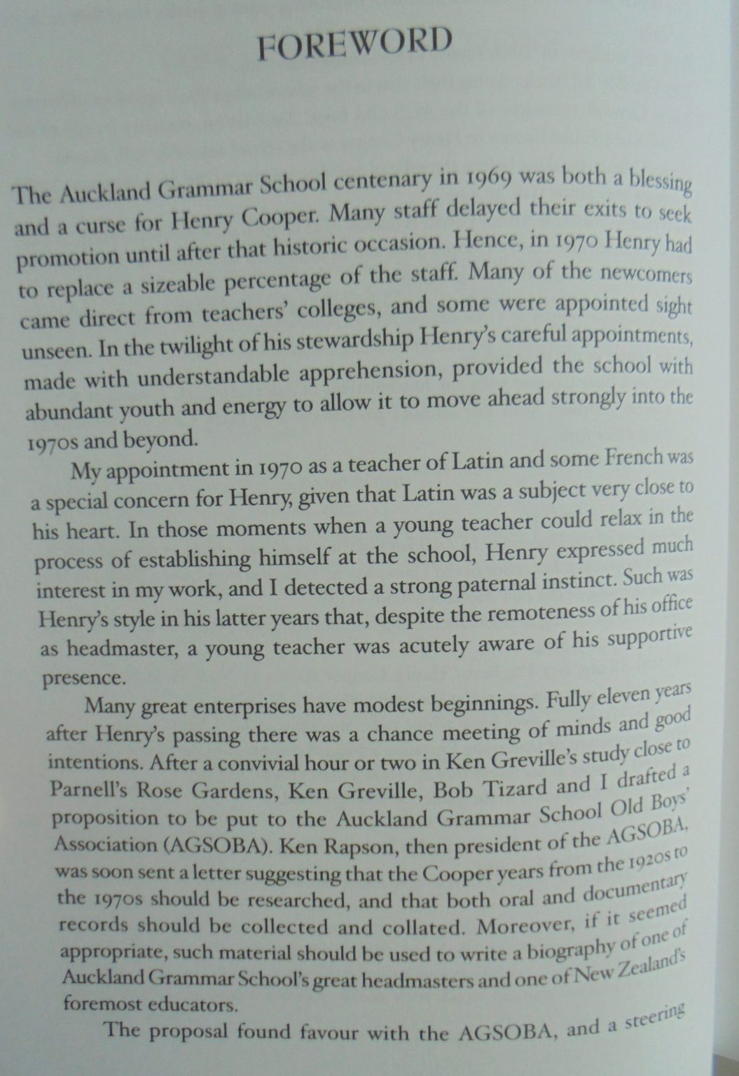 Henry Cooper of Auckland Grammar School By Andrew Mason