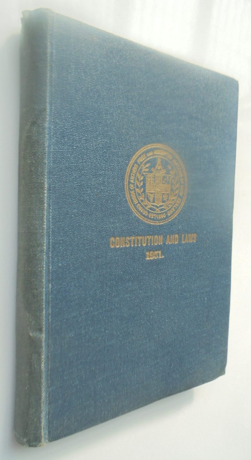 Constitution and Laws of the Antient Fraternity of Free and Accepted Masons Under the Grand Lodge of New Zealand with 1951 Amendments.