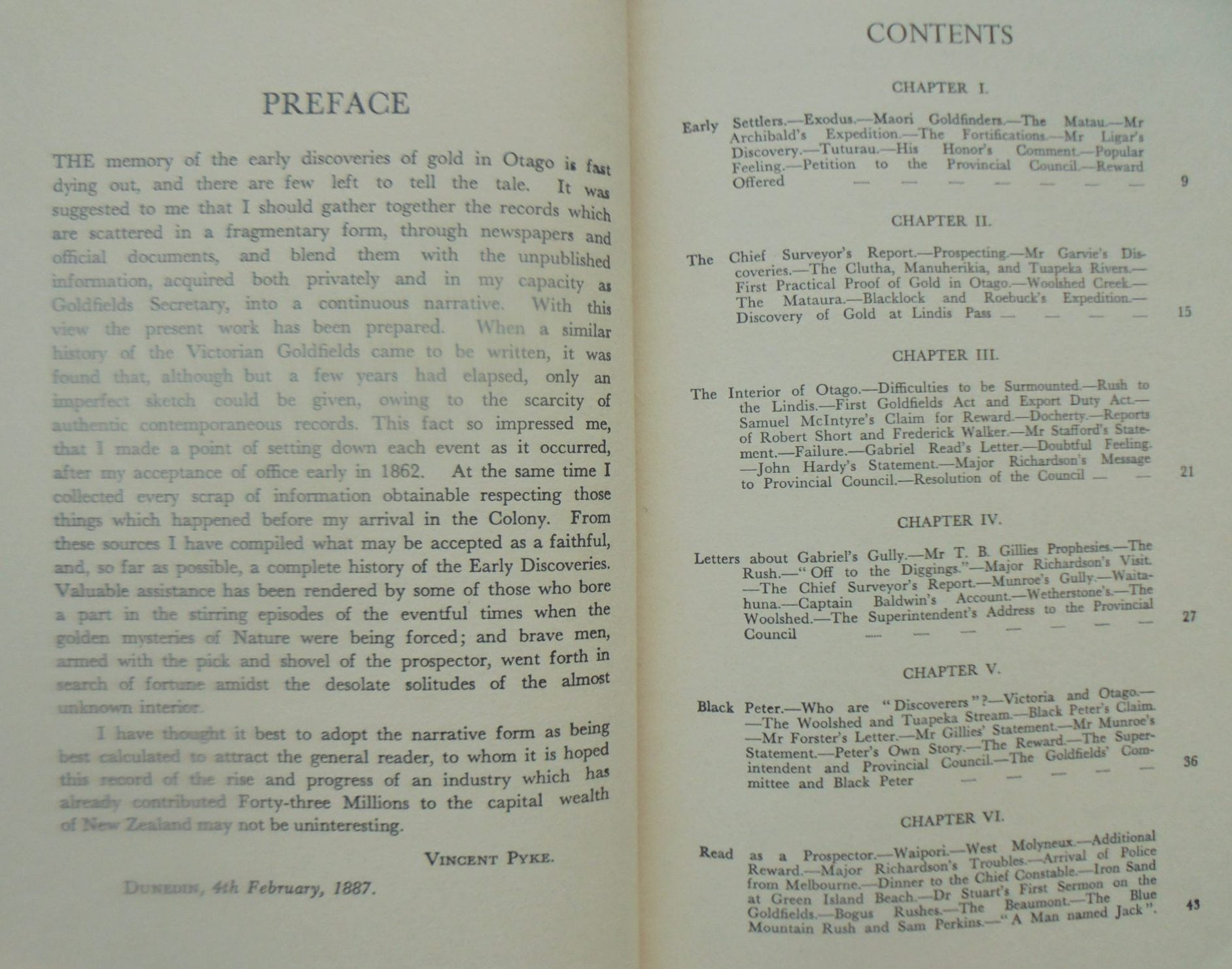 History of Early Gold Discoveries in Otago. By Vincent Pyke. SCARCE.