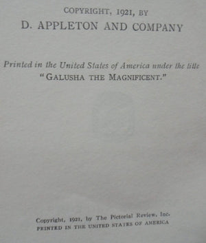 THE MAGNIFICENT MR. BANGS / Galusha the Magnificient. 1st edition 1921.