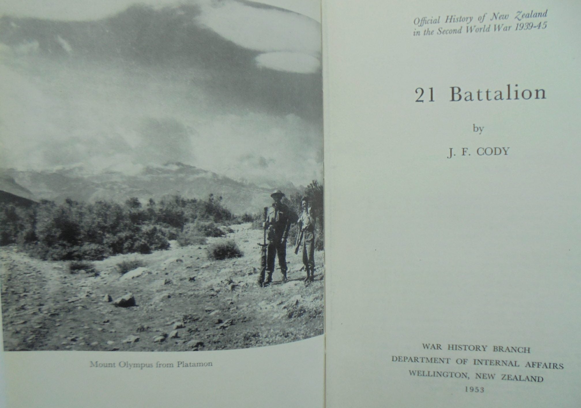 21 Battalion. Official History of New Zealand in the Second World War 1939-45 by J F Cody.