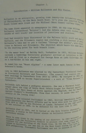 Two Visions Fulfilled. The Story of Rolleston from 1866 to Present Day. by David Palmer. SIGNED BY AUTHOR.