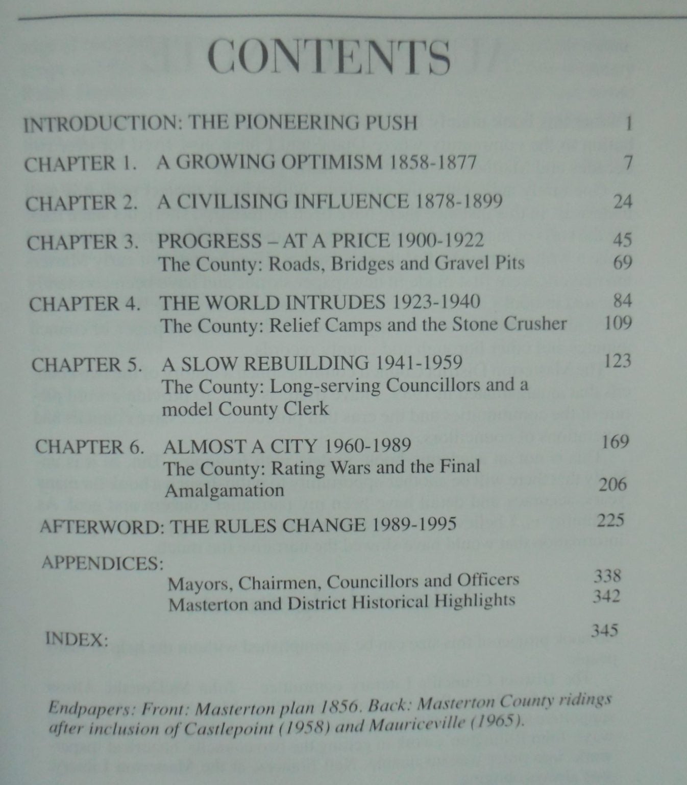 North of the Waingawa. The Masterton Borough and County Councils 1877 - 1989. by Ian Grant