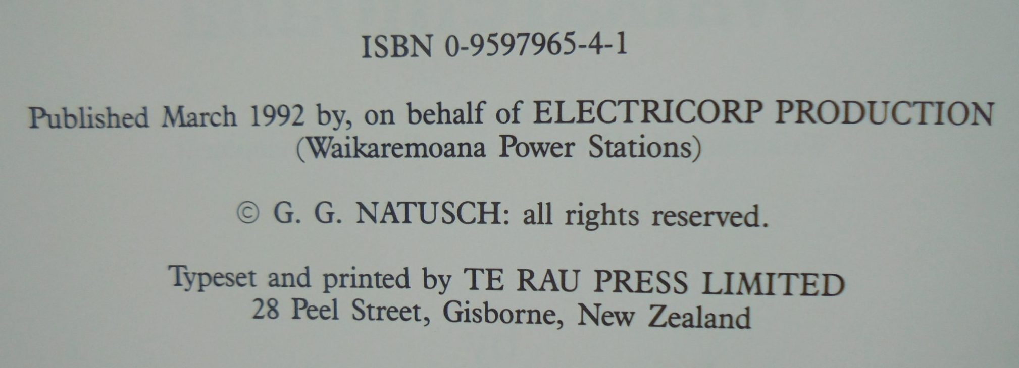 Power from Waikaremoana a history of Waikaremoana hydro-electric power development by G.G. Natusch.