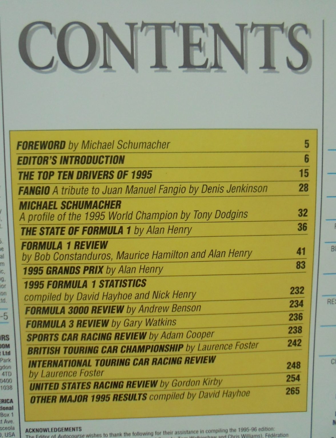 Autocourse 1995-96 The World's Leading Grand Prix Annual.