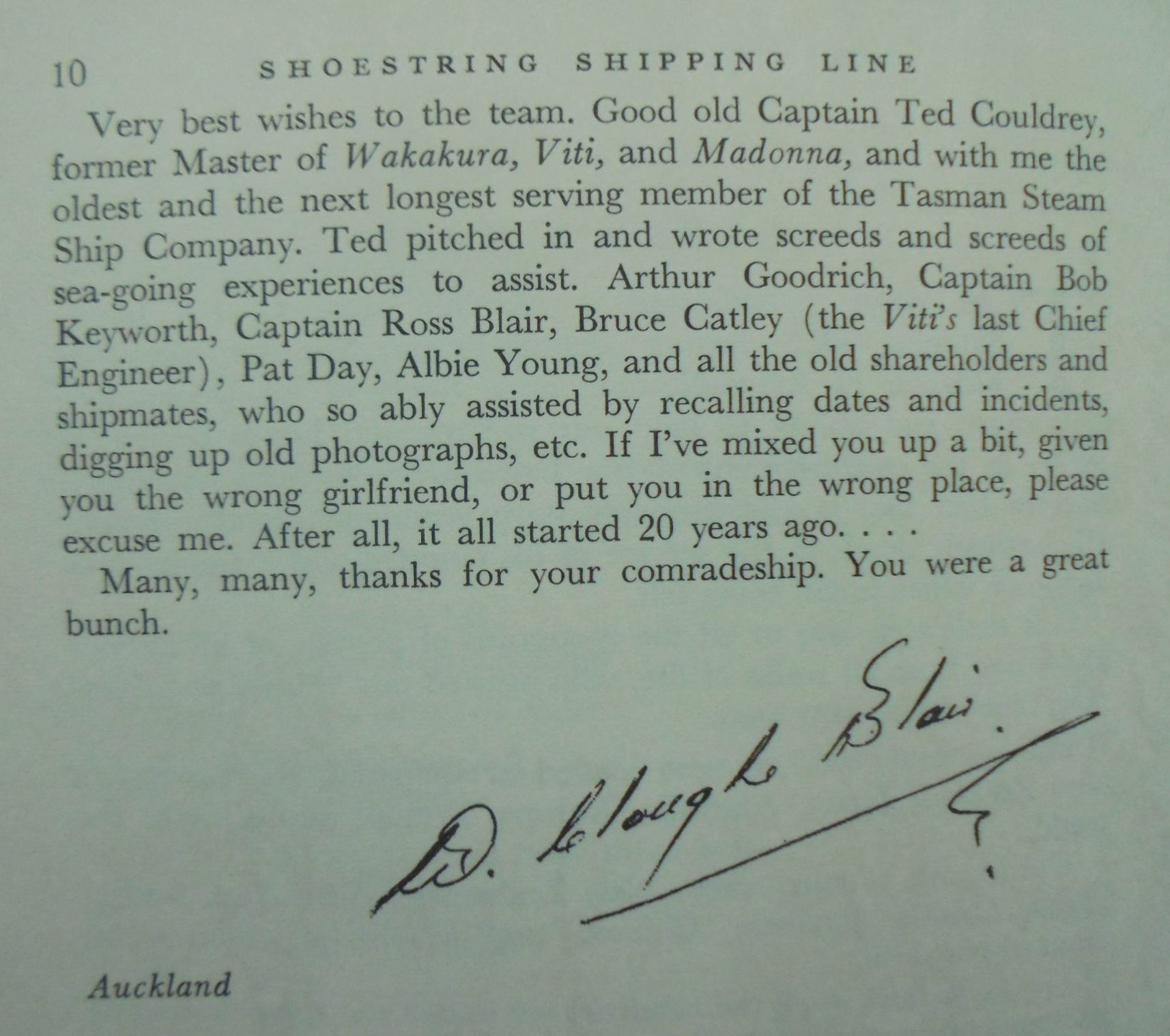 SHOESTRING SHIPPING LINE by Captain Clough Blair. 1967, 1st edition